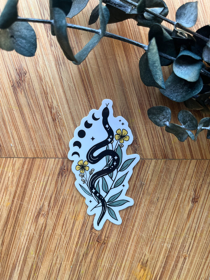 Serpent and moon sticker